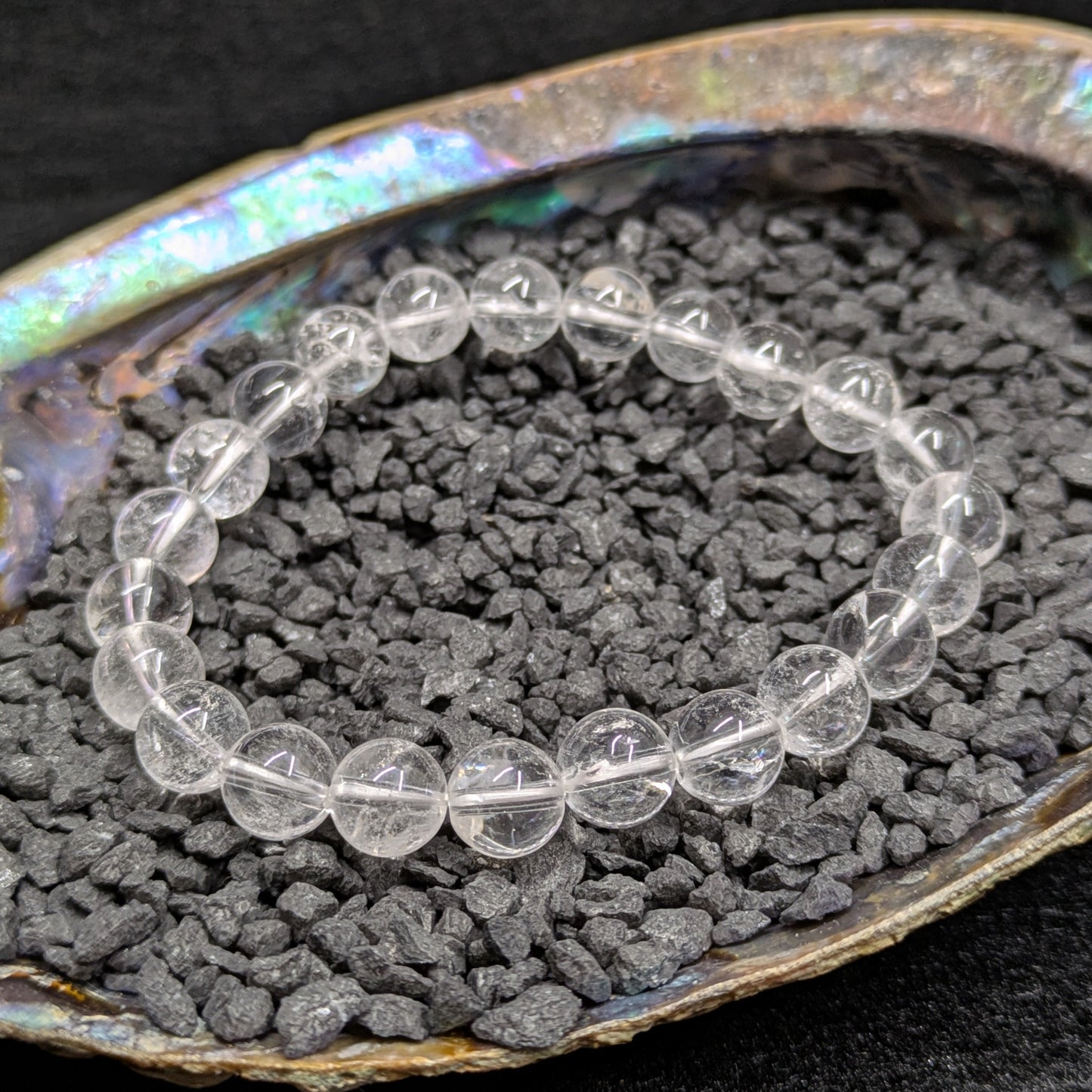 8mm Beaded Clear Quartz Bracelet