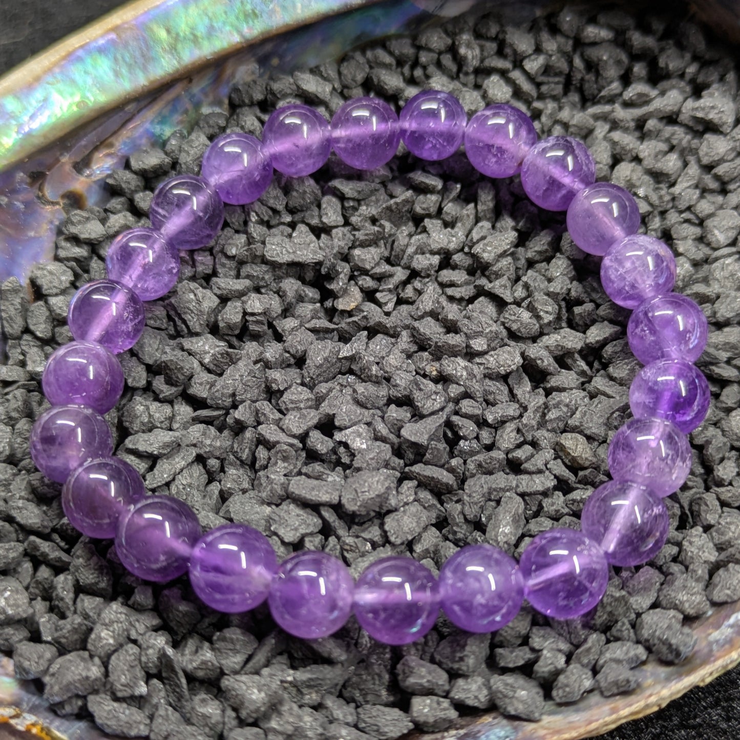 8mm Beaded Amethyst Bracelet