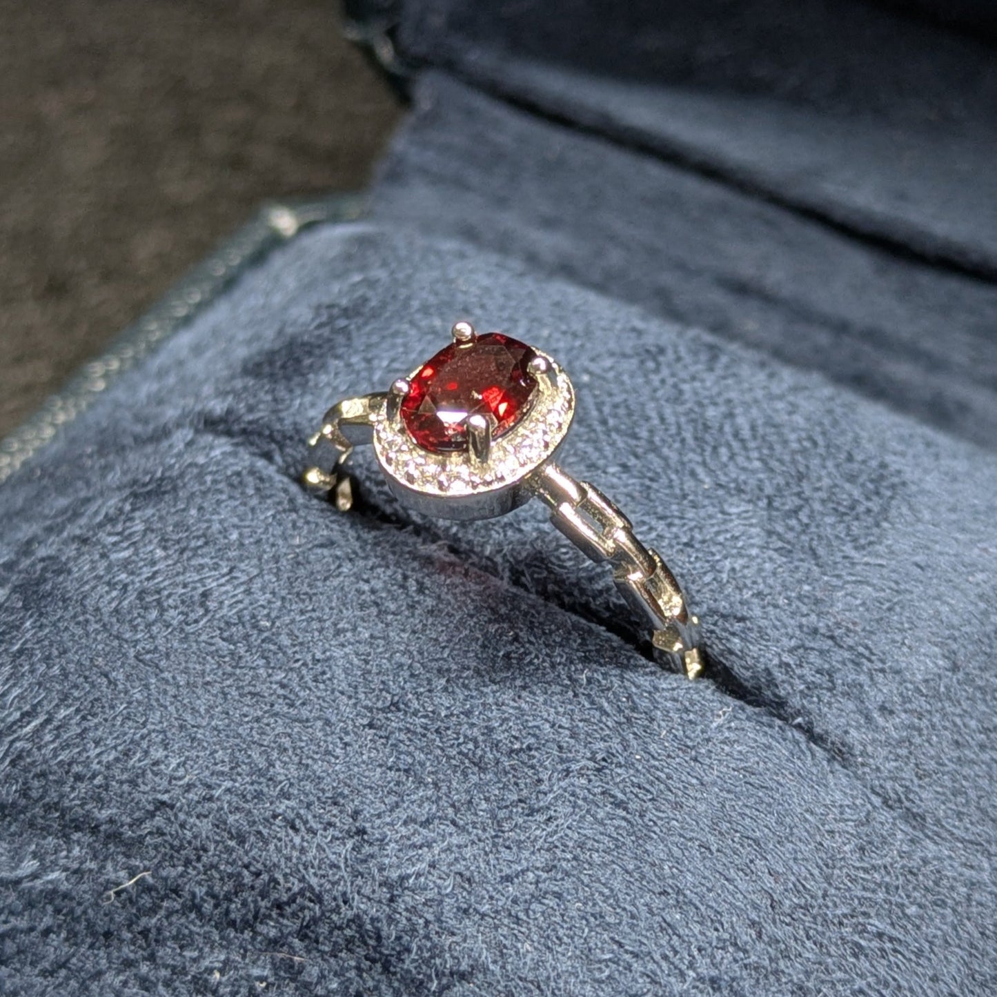 Garnet Natural Crystal Faceted Adjustable Ring