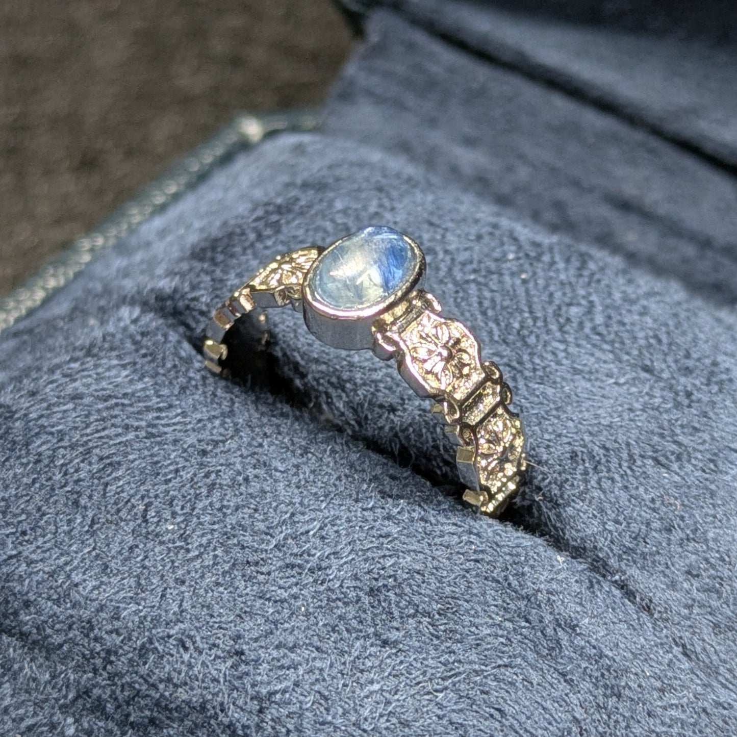 Kyanite Natural Crystal Cabochon Adjustable Ring