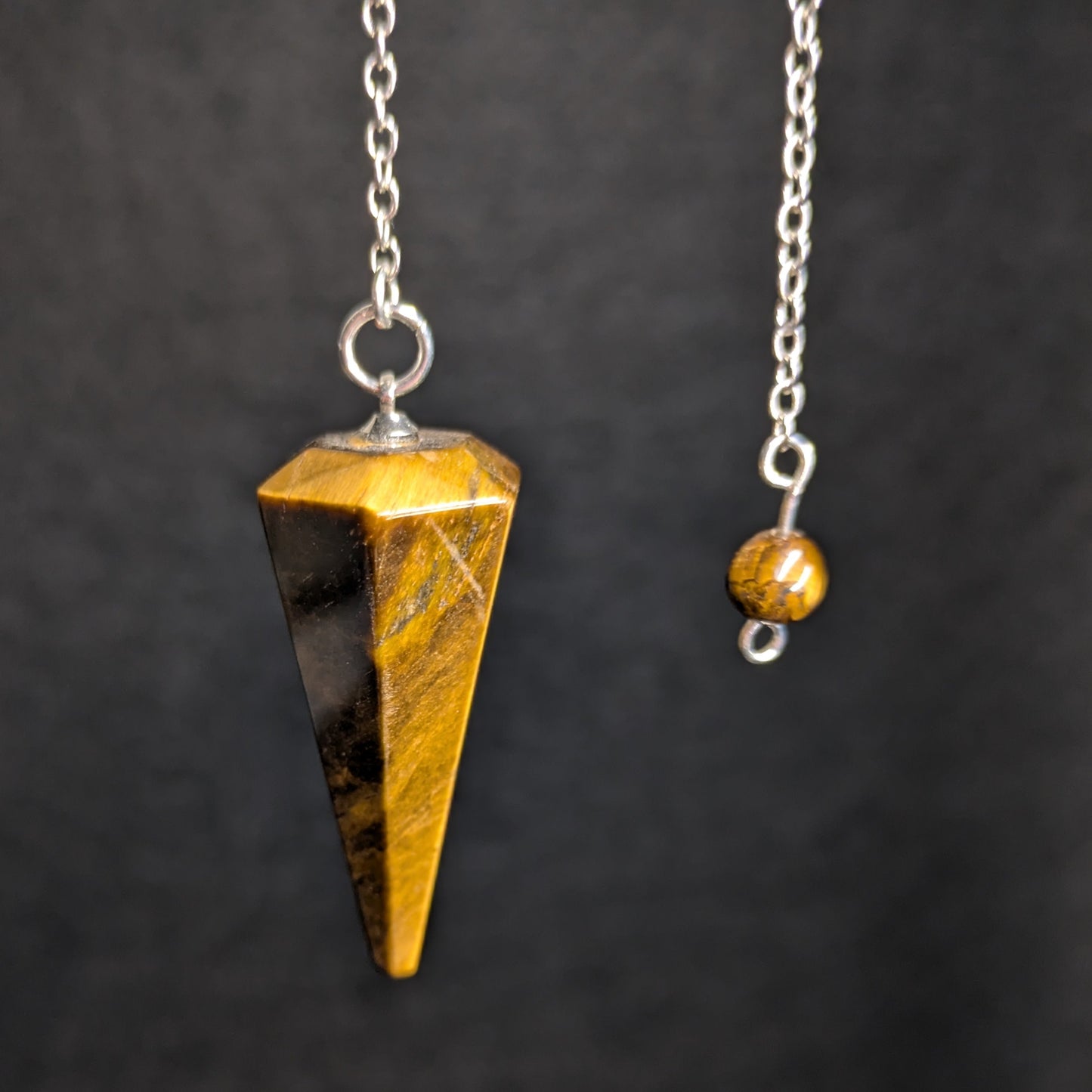 Yellow Tiger's Eye Polished Crystal Pendulum (8")