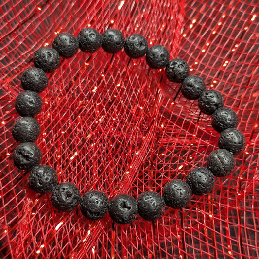 8mm Beaded Lava Stone Bracelet
