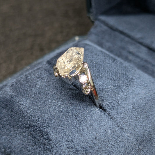 Clear Quartz Natural Crystal Adjustable Ring